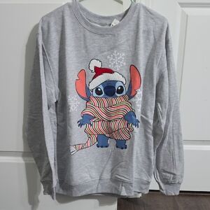 Disney Grey Stitch Holiday Sweatshirt with Red & Multicolor Accents